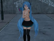 MMD Blue Hair Babe Pierced Núm vú Đồ chơi tình dục